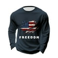 thumbnail image 1 of Men Letter Graphic T Shirts Freedom Long Sleeve Tee Tops Navy M, 1 of 3
