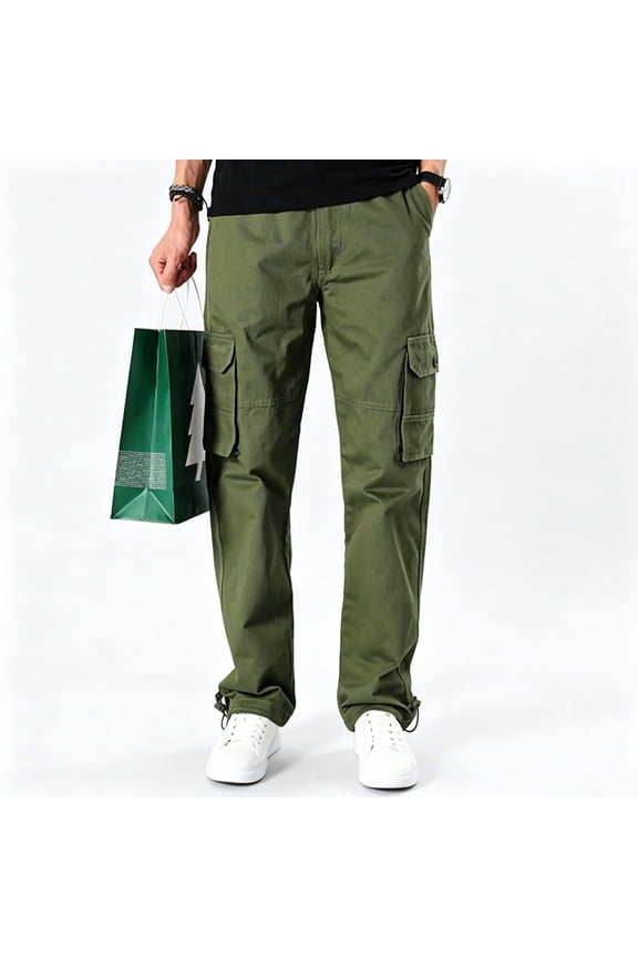 Men Light Utility Cargo Work Pants Rugged Multi Storage Stretch Hiking Pants S-XXL