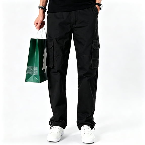 Men Light Utility Cargo Work Pants Rugged Multi Storage Stretch Hiking Pants S-XXL