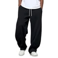 thumbnail image 1 of Men Lightweight Baggy Leg Sweatpants Elastic Waist Inner And Outer Drawstring Multi Pocket Casual Workout Pants For Four Seasons Wear Black M, 1 of 5