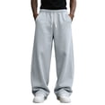 thumbnail image 1 of Men Lightweight Baggy Leg Sweatpants Elastic Waist Inner And Outer Drawstring Multi Pocket Casual Workout Pants For Four Seasons Wear Light Gray M, 1 of 4