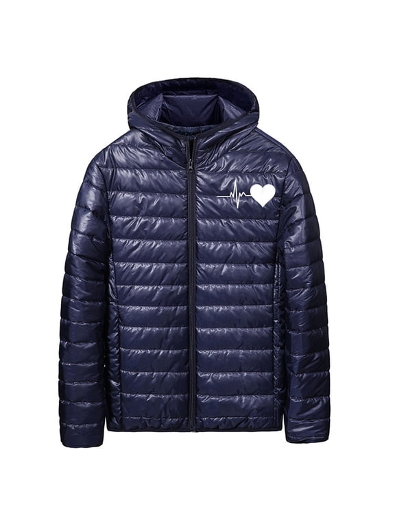 Men Lightweight Down Jacket Packable Down Jacket Hooded Lightweight Winter Coat Full-Zip Quilted Warm Outerwear Winter Coats Outwear