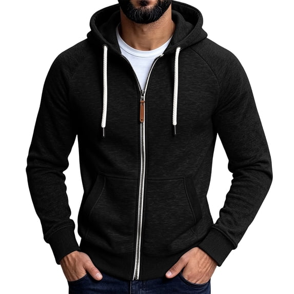 Men Lightweight Full Zip Hoodie Jacket Casual Sports Outdoor Pullover with Zippered And Pockets, 2XL