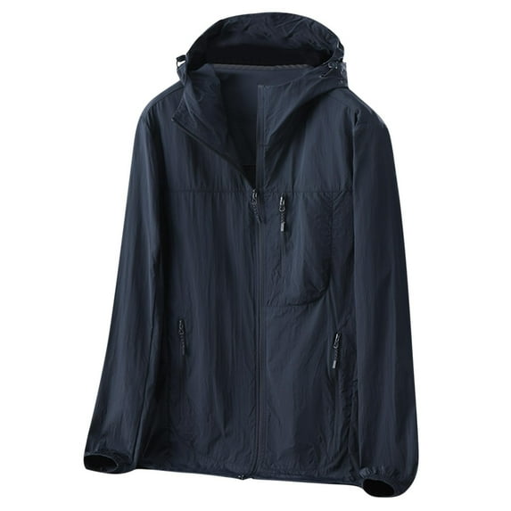 Men Lightweight Hooded Coat Unisex Casual Solid Sports Long Sleeve Sun-proof Shirt Loose Fit Hiking Jacket