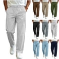 thumbnail image 1 of Men Lightweight Quick Dry Straight Leg Pants Sevevn Elastic Drawstring Waist Slant Side Pockets Solid Loose Fit Trousers For Daily Commuting Walking And Outdoor Casual Activities, 1 of 8