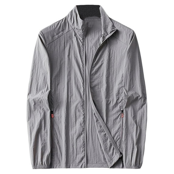 Men Lightweight Sun Protection Blouse Motorcycling Fishing Camping Jacket Thin Zipper Long Sleeve Outerwear