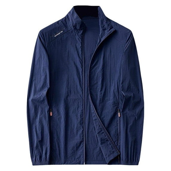 Men Lightweight Sun Protection Blouse Motorcycling Fishing Camping Jacket Thin Zipper Long Sleeve Outerwear