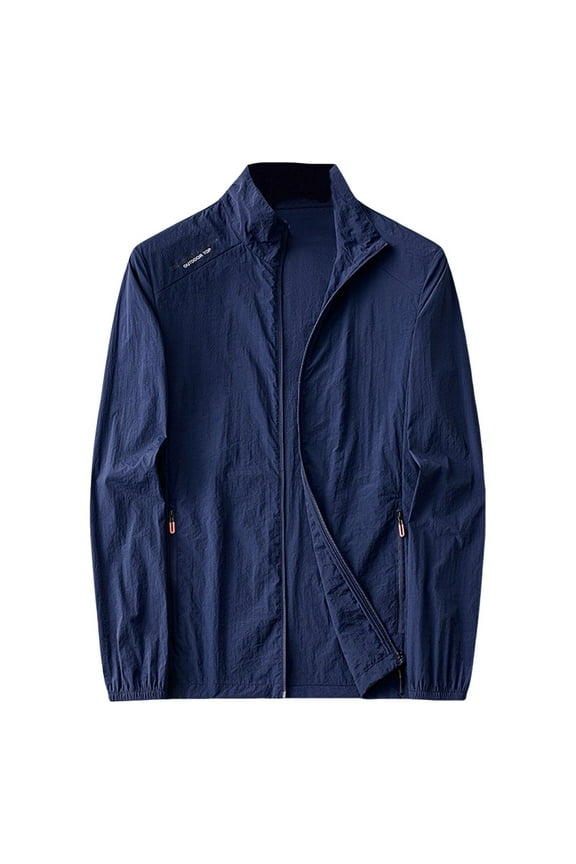 Men Lightweight Sun Protection Blouse Motorcycling Fishing Camping Jacket Thin Zipper Long Sleeve Outerwear