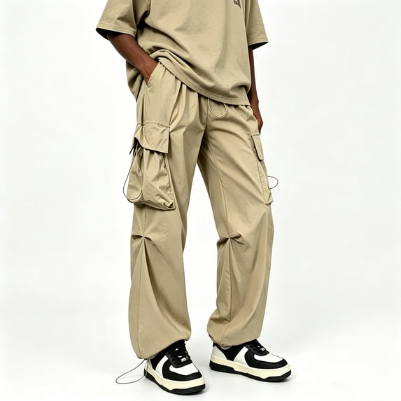 Men Lightweight Twill Cargo Pants Loose Stretch Hiking Everyday Wear Trousers S-XL