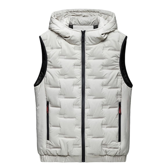 Men Lightweight Water Resistant Quilted Puffer Vest Coat Hooded Zipper Padded Sleeveless Jacket Thicken Vest Outerwear for Hiking Big and Tall Size M-8XL Khaki