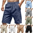 thumbnail image 1 of Men Linen Loose Beach Shorts Casual Drawstring 5 Inch Inseam Quick Dry Breathable Lightweight Summer Vacation Surfing Golf Gym | Zenithor,Army Green L, 1 of 9