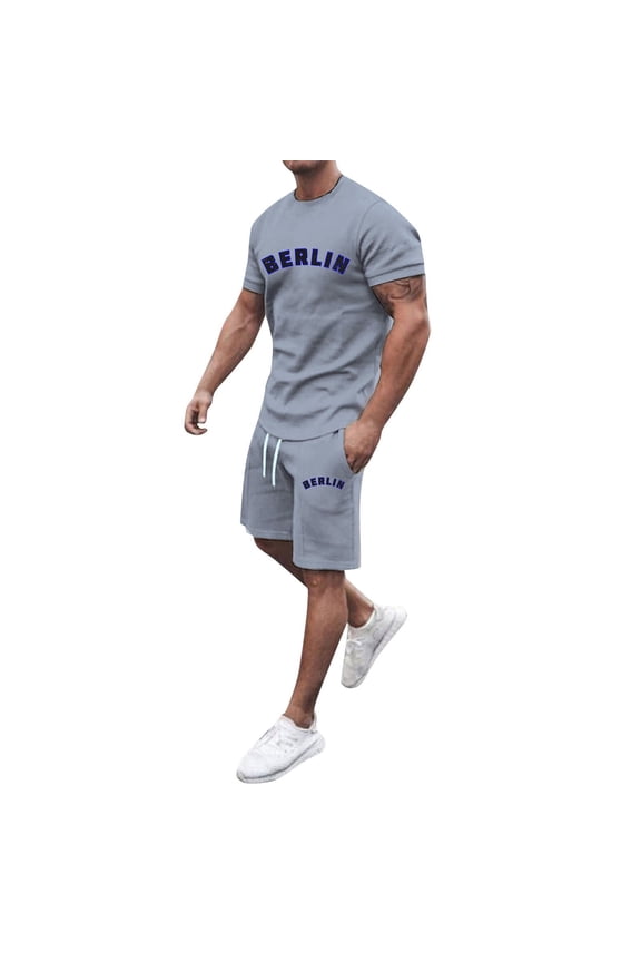 Men Linen Sets Outfits 2 Piece Big and Tall Printing Athletic Jogging Outfits Fashion Summer Outdoor Short Sets Outfits,Grey,XXXXL