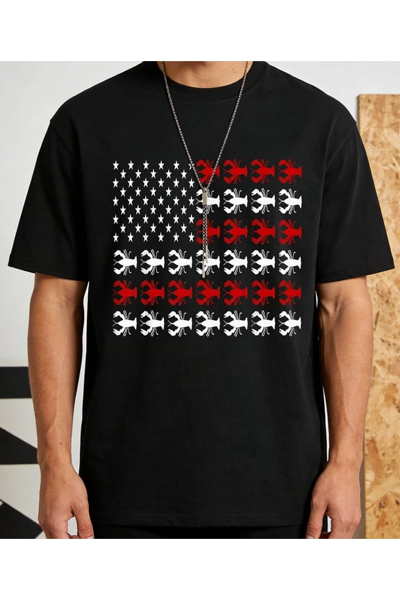 Men Lobster Pattern Printing T Shirt Tee