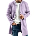 thumbnail image 1 of Men Long Coat Button Long Sleeve Thin Fleece Jacket with Pocket,Loose Windproof Fall Winter Daily Casual Comfy Wear,Mid Length Style,Purple,3XL, 1 of 7