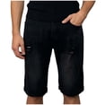 thumbnail image 1 of Men Long Denim Shorts Classic Fit Knee Length Pants Summer Ripped Fashion Ripped Distressed Washed Jeans Comfort Flex Waist Short Pant with Pockets Size 2XL Black, 1 of 9