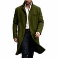 thumbnail image 1 of Men Long Overcoat Lapel Collar Button Front Oversized Jacket with Pocket,Warm Windproof Fall Winter Daily Casual Comfy Wear,Green,M, 1 of 9