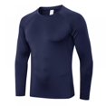 thumbnail image 1 of Men Long Sleeve Baselayer Cool Dry Compression T-Shirt for Athletic Workout and Running (XX-Large, Raglan - Navy), 1 of 3