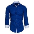 thumbnail image 1 of Men Long Sleeve Button Down Shirt Solid Color Blouse Top Lapel Tee Cardigan, 1 of 11