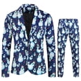 thumbnail image 1 of Men Long Sleeve Casual Button Christmas Printed Suit Jacket Two piece Set Holiday Festive Theme Funny Suits, 1 of 7
