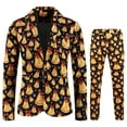thumbnail image 1 of Men Long Sleeve Casual Button Christmas Printed Suit Jacket Two piece Set Holiday Festive Theme Funny Suits, 1 of 7