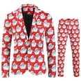 thumbnail image 1 of Men Long Sleeve Casual Button Christmas Printed Suit Jacket Two piece Set Holiday Festive Theme Funny Suits, 1 of 7