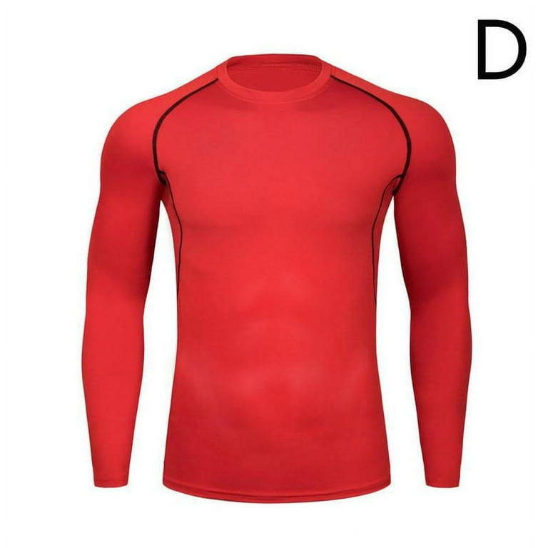 Men Long Sleeve Compression Sports Blouse Thermal Base Layer T-shirt Tights  Tops N9H8 