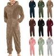 thumbnail image 1 of Men Long Sleeve Hooded Jumpsuit Pajamas Casual Winter Warm Rompe Sleepwear Gray qILAKOG Size XXXXXL, 1 of 8