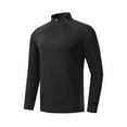 thumbnail image 1 of Men Long Sleeve Mock Neck Shirs with Thumb Holes, Lightweight Breathable Athletic Workout Tops Zipper Collar Blouses Black M, 1 of 6