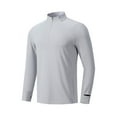 thumbnail image 1 of Men Long Sleeve Mock Neck Shirs with Thumb Holes, Lightweight Breathable Athletic Workout Tops Zipper Collar Blouses Gray S, 1 of 6