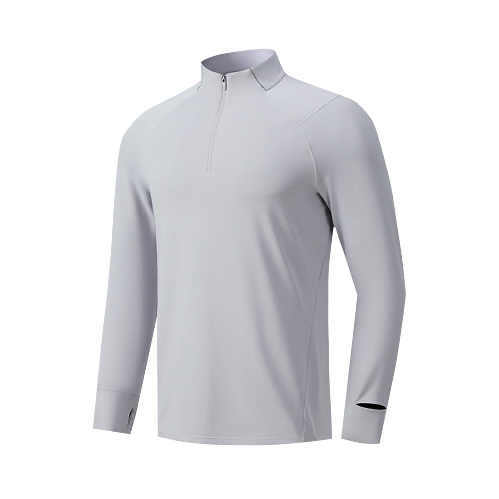 Men Long Sleeve Mock Neck Shirs with Thumb Holes, Lightweight