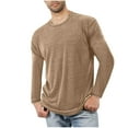 thumbnail image 1 of Men Long Sleeve Pajama Shirt Crew Neck Plain T Shirt Soft Comfort Pullover Loose Fit Lightweight Blouse Lounge Sleepwear Top, 1 of 6