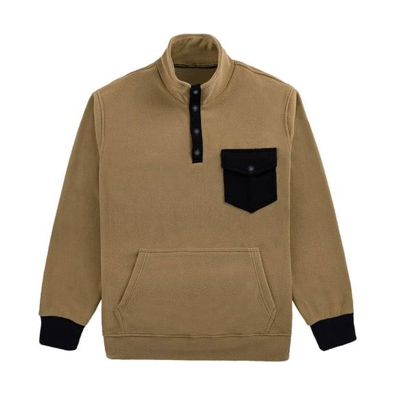 Men Long Sleeve Patchwork Sweatshirt Casual Holiday Pullover Tops Soft Polyester