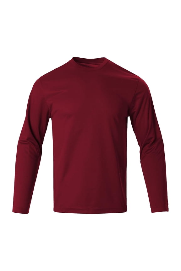 Men Long Sleeve Quick Dry Workout T-Shirt Athletic Running Moisture Wicking Crew Neck Plain Classic Polyester Tee