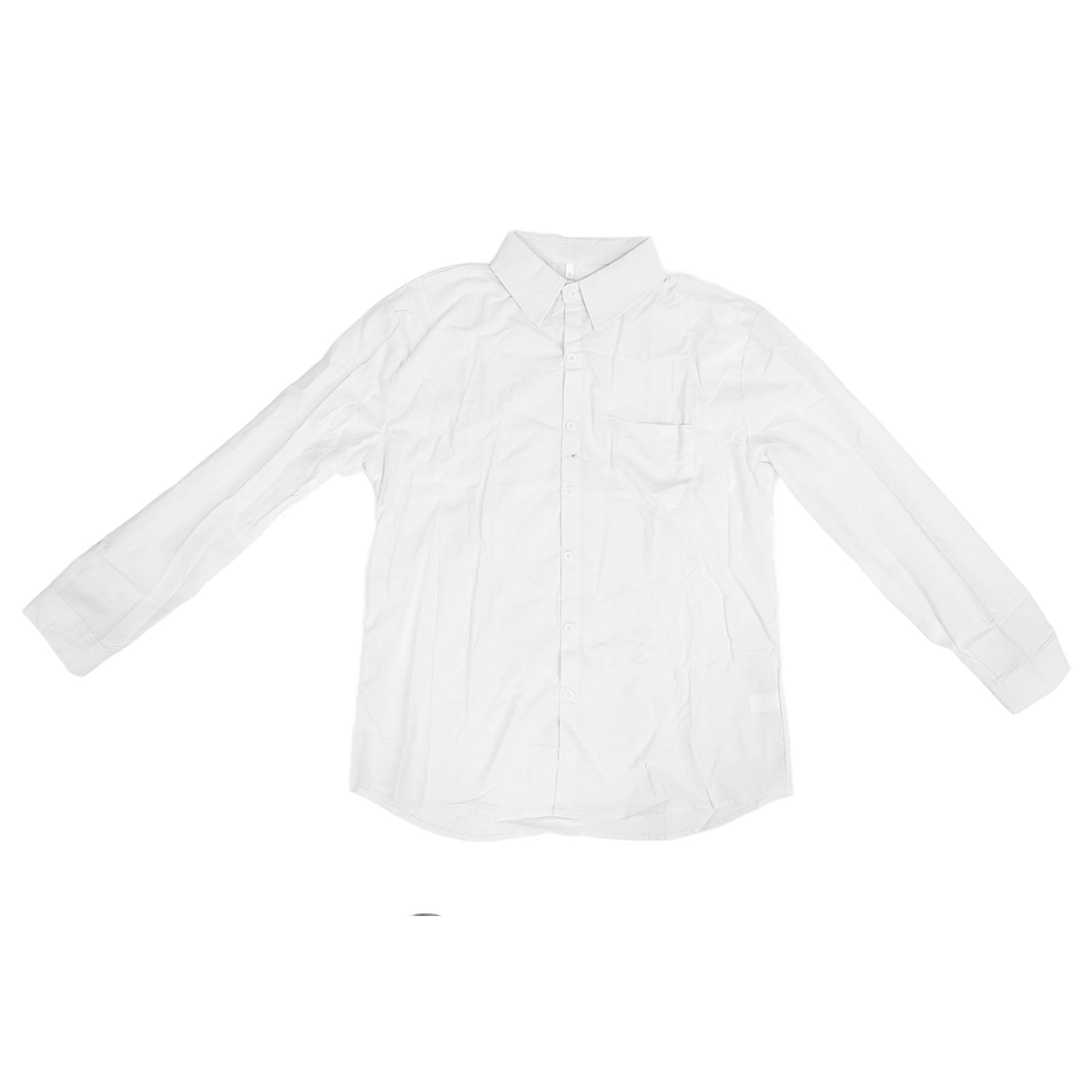 Men Long Sleeve Regular Fit Shirt Turn Down Collar Breathable Dress