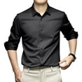 thumbnail image 1 of Men Long-Sleeve Shirt Lapel Tuxedo Slim Fit Solid Color Button-down Suit Shirt Breathable Business Shirt Top for Wedding Party Prom, 1 of 8