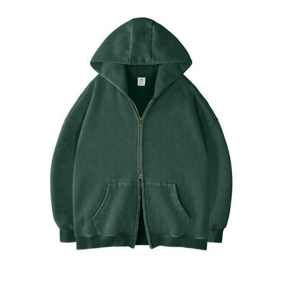 Men Long Sleeve Shirt Mens Womens Double Zip Up Hoodie Oversized Acid Wash Heavyweight Fleece Cotton Zipper Hoodie Vintage