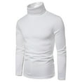 thumbnail image 1 of Men Long Sleeve Shirt Turtleneck Thermal Stretchy Pullover Basic Lightweight Undershirt Sweater Tops White XL, 1 of 7