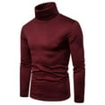 thumbnail image 1 of Men Long Sleeve Shirt Turtleneck Thermal Stretchy Pullover Basic Lightweight Undershirt Sweater Tops Wine XL, 1 of 4
