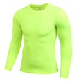 thumbnail image 1 of Men Long Sleeve Sports Compression Basketball Running Tops Tight T Shirts Fast Drying Fitness GYM Base Layer Tops Green L, 1 of 2