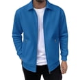 thumbnail image 1 of Men Long Sleeve T Shirts Men's Casual Bomber Jackets Lightweight Varsity Jacket Waffle Collared Zip Up Long Sleeve Stylish Coat with Pocket, 1 of 3
