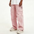 thumbnail image 1 of Men Loose Cargo Work Pants 4-Way Stretch Drawstring Outdoor Activity Trousers S-XL, 1 of 8