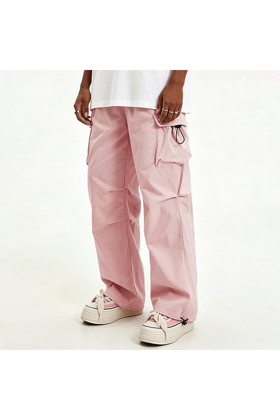 Men Loose Cargo Work Pants 4-Way Stretch Drawstring Outdoor Activity Trousers S-XL
