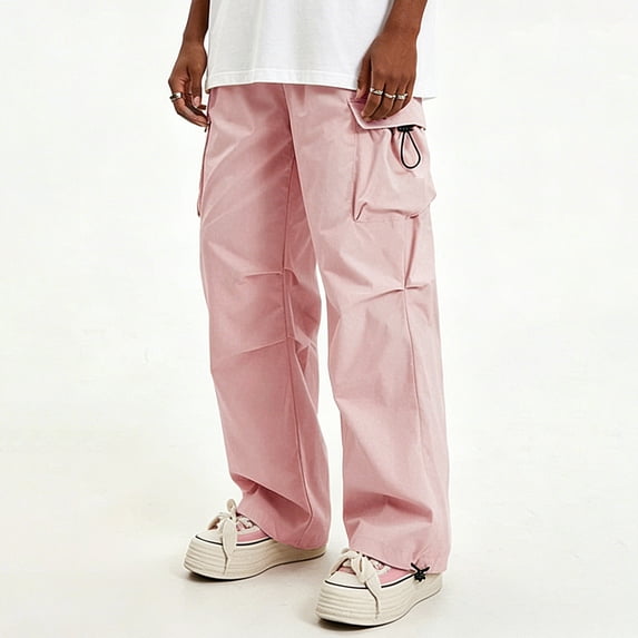 Men Loose Cargo Work Pants 4-Way Stretch Drawstring Outdoor Activity Trousers S-XL