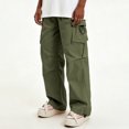 thumbnail image 1 of Men Loose Cargo Work Pants 4-Way Stretch Drawstring Outdoor Activity Trousers S-XL, 1 of 8
