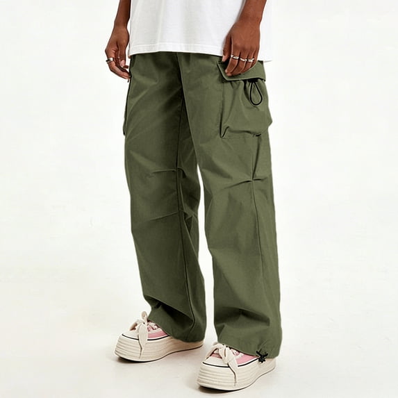 Men Loose Cargo Work Pants 4-Way Stretch Drawstring Outdoor Activity Trousers S-XL