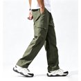 thumbnail image 1 of Men Loose Cargo Work Pants 4-Way Stretch Drawstring Outdoor Activity Trousers S-XL, 1 of 9