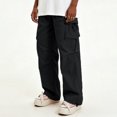thumbnail image 1 of Men Loose Cargo Work Pants 4-Way Stretch Drawstring Outdoor Activity Trousers S-XL, 1 of 8
