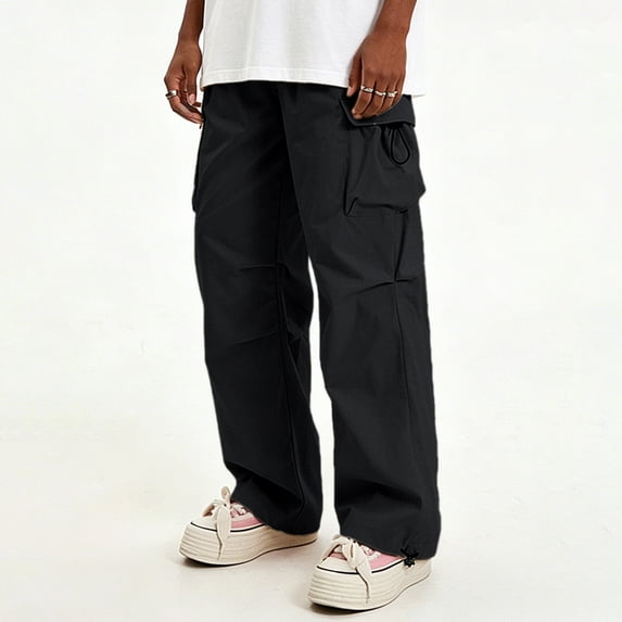 Men Loose Cargo Work Pants 4-Way Stretch Drawstring Outdoor Activity Trousers S-XL