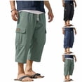 thumbnail image 1 of Men Loose Casual Cargo Pants Multi-Pocket Drawstring Work Pants Trousers Elastic Waist Belted Straight Leg Lightweight Stretchy Quick Dry Gym Hiking Streetwear Workwear | Zenithor,Army Green 4XL, 1 of 7