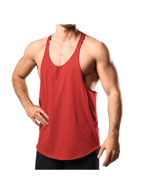 Men Loose Fit Stringer Tank Tops, American Retro Vintage Workout Gym Fitness T-Shirt, Sleeveless Bodybuilding Tops